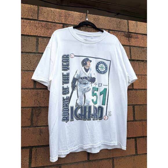 2001 Ichiro Rookie of the Year Y2K Vintage Seattle Mariners Dynasty Tee Shirt - Picture 2 of 6